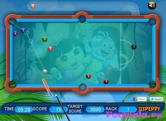 Скриншот игры Даша играет в бильярд Картинка к игре Даша играет в бильярд
